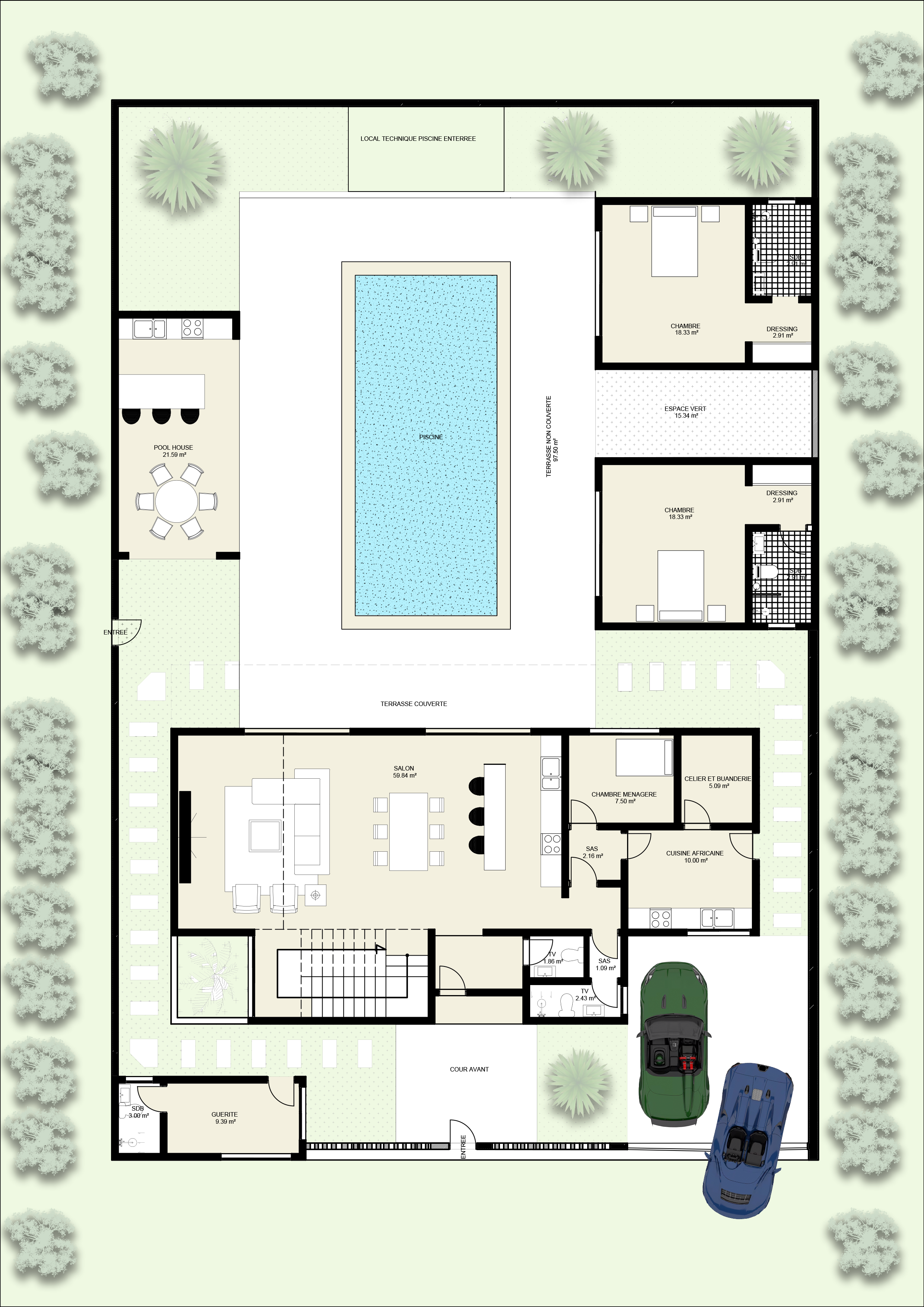 2D architectural plan designed by Alpha Cons, Dakar